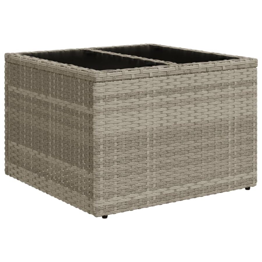 9-delige Loungeset met kussens poly rattan lichtgrijs - Afbeelding 7