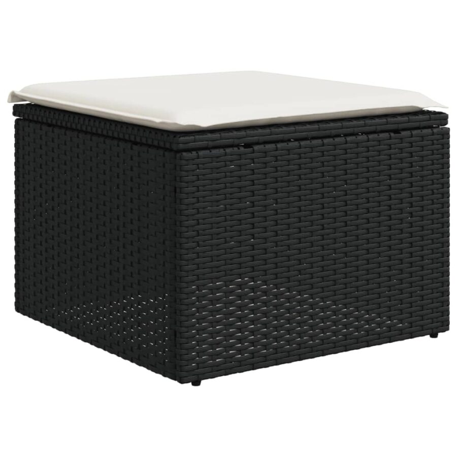 8-delige Loungeset met kussens poly rattan zwart - Afbeelding 6