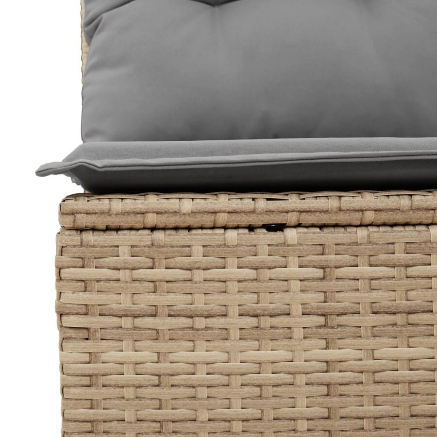 10-delige Loungeset met kussens poly rattan beige - Afbeelding 6