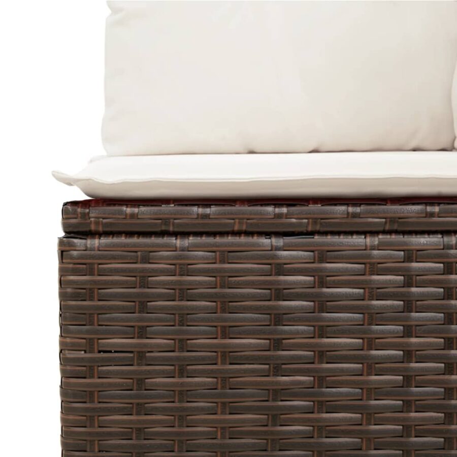 6-delige Loungeset met kussens poly rattan bruin - Afbeelding 3