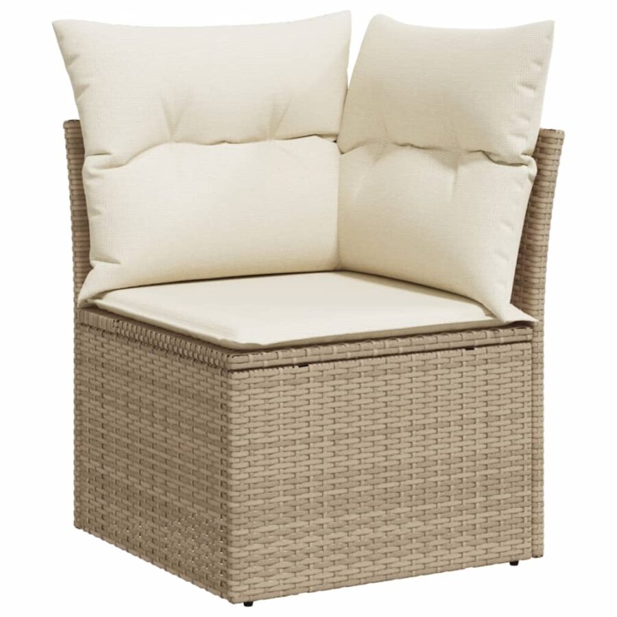 6-delige Loungeset met kussens poly rattan beige - Afbeelding 3