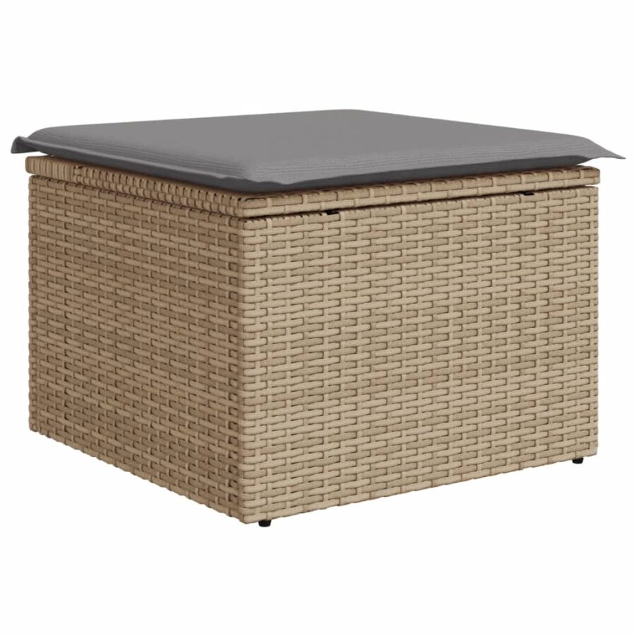6-delige Loungeset met kussens poly rattan gemengd beige - Afbeelding 4