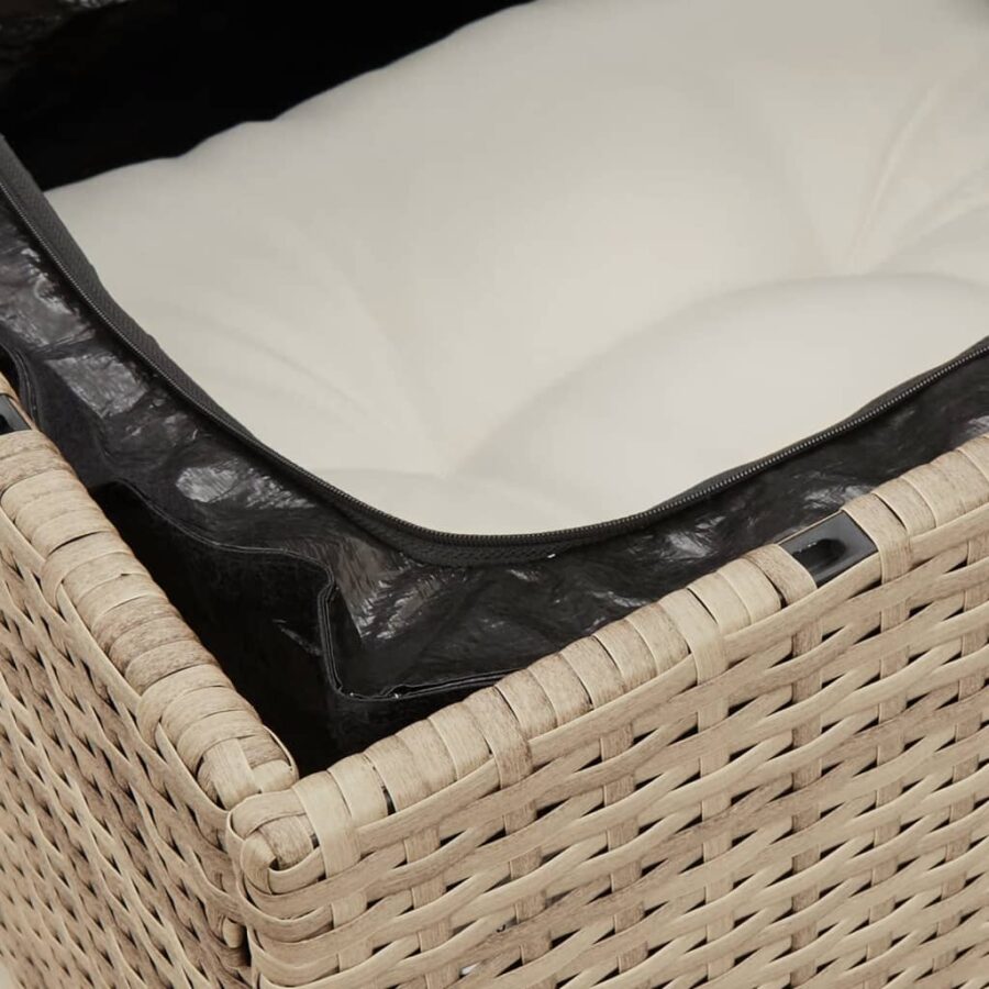 11-delige Tuinset met kussens poly rattan beige - Afbeelding 7