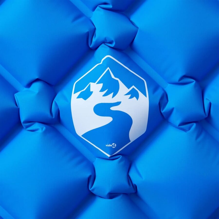 Kampeermatras opblaasbaar 190x58x6 cm 1-persoons blauw - Afbeelding 3
