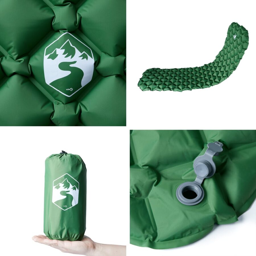 Kampeermatras opblaasbaar 190x58x6 cm 1- persoons groen - Afbeelding 5