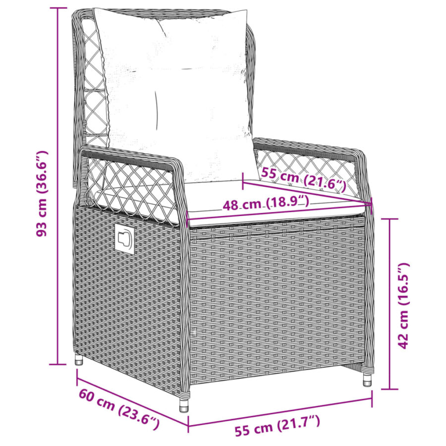3-delige Tuinset met kussens poly rattan beige - Afbeelding 11