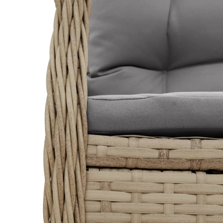 5-delige Tuinset met kussens poly rattan beige - Afbeelding 7