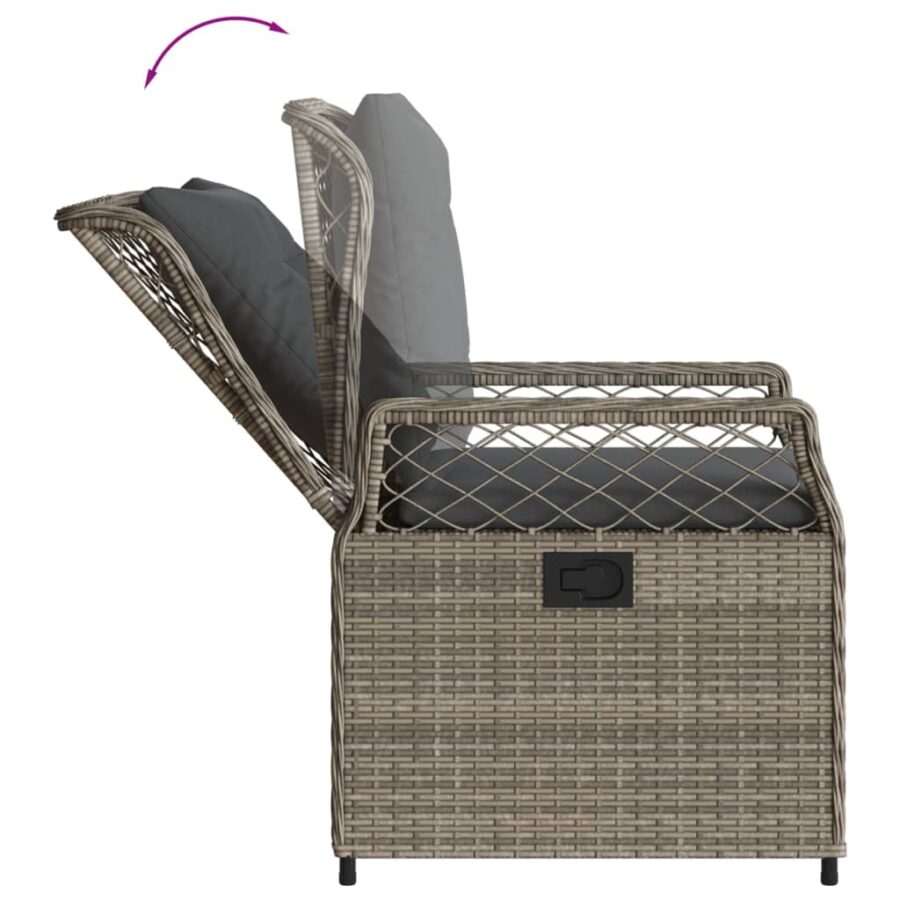 5-delige Tuinset met kussens poly rattan grijs - Afbeelding 5
