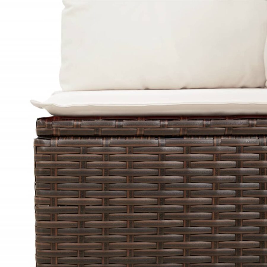 10-delige Loungeset met kussens poly rattan bruin - Afbeelding 7