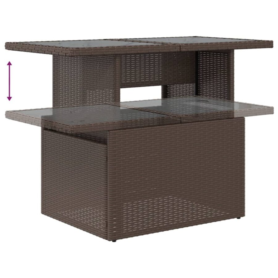 5-delige Loungeset met kussens poly rattan bruin - Afbeelding 6