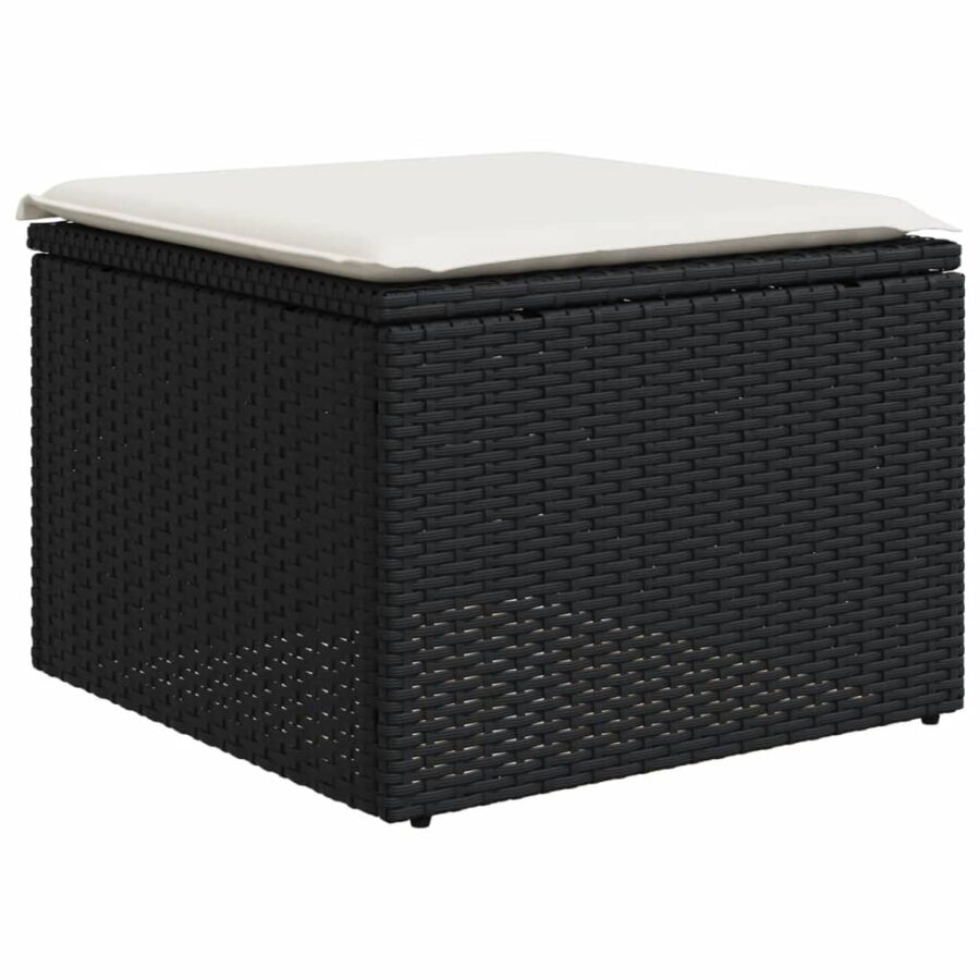 6-delige Loungeset met kussens poly rattan zwart - Afbeelding 6
