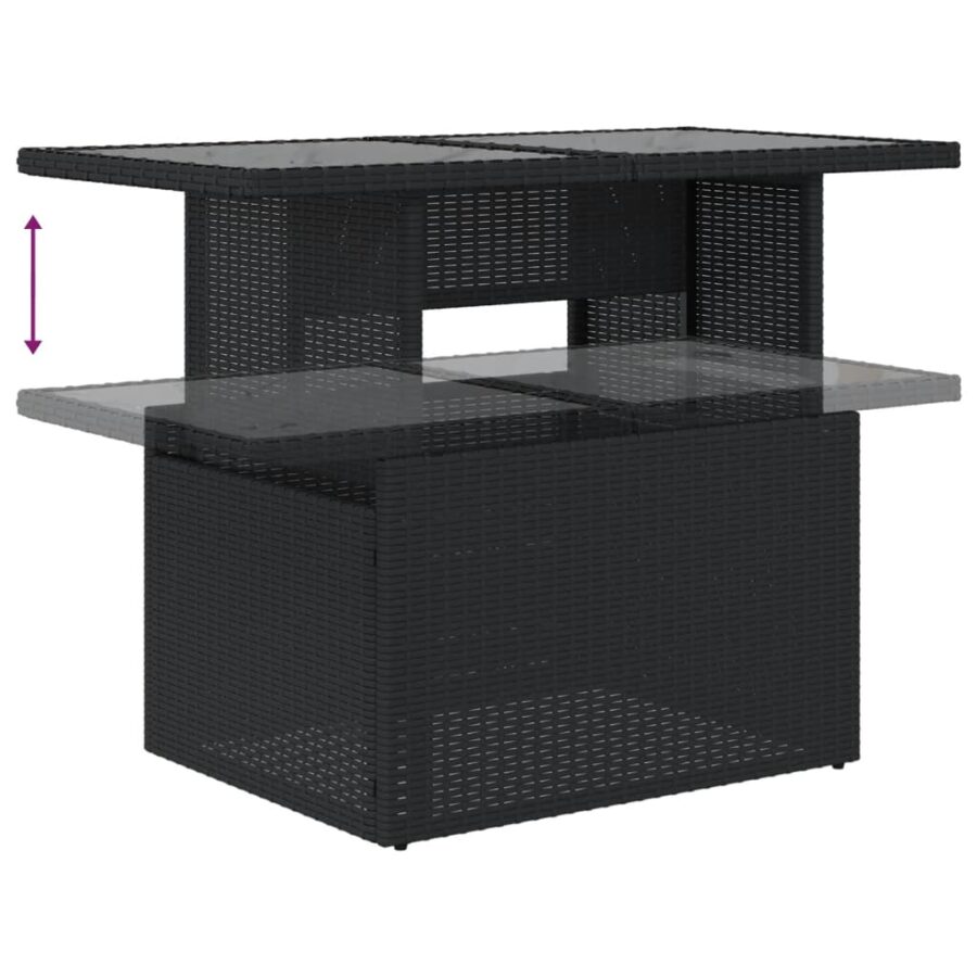 5-delige Loungeset met kussens poly rattan zwart - Afbeelding 7