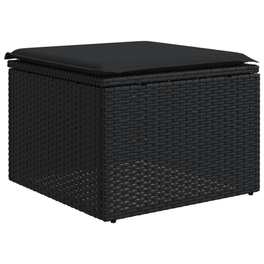 6-delige Loungeset met kussens poly rattan zwart - Afbeelding 6