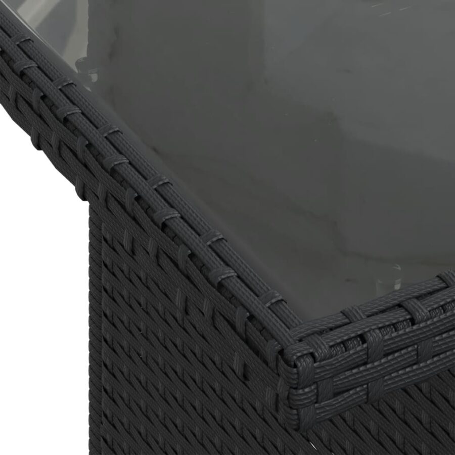6-delige Loungeset met kussens poly rattan zwart - Afbeelding 9