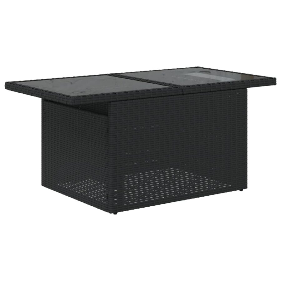 6-delige Loungeset met kussens poly rattan zwart - Afbeelding 6