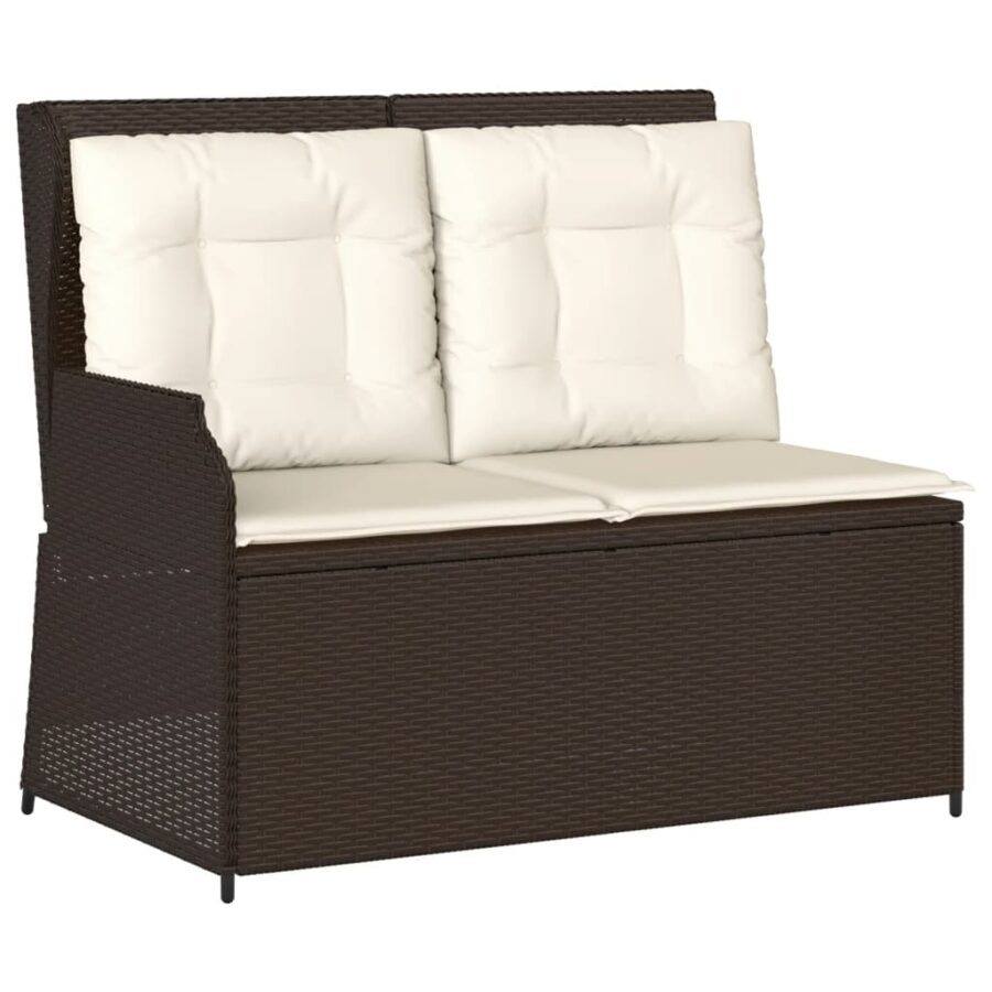 5-delige Loungeset met kussens poly rattan bruin - Afbeelding 3