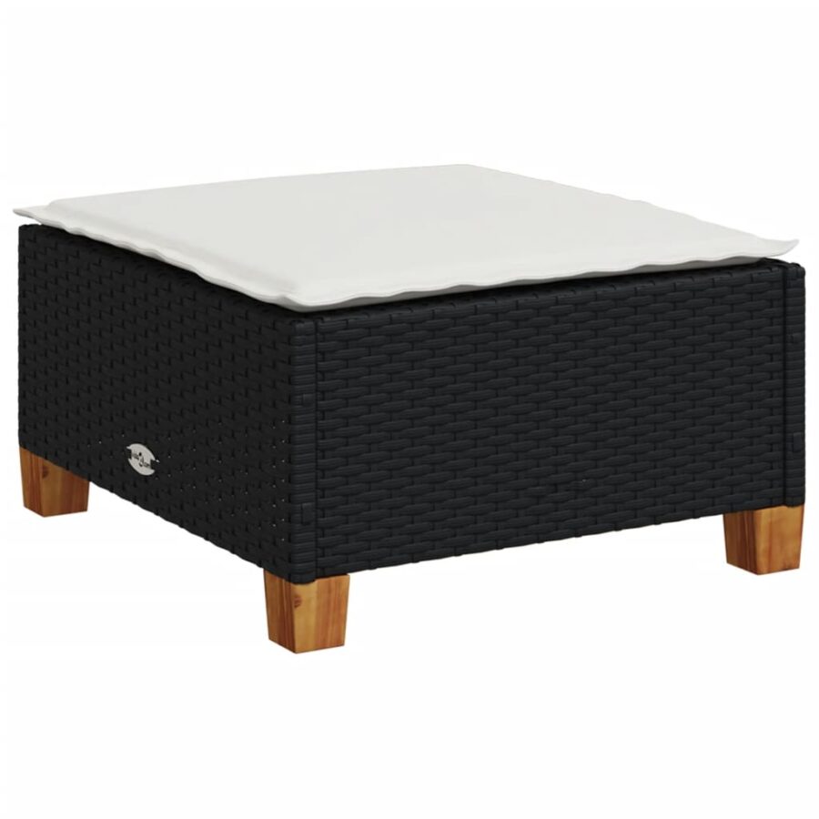 6-delige Loungeset met kussens poly rattan zwart - Afbeelding 3