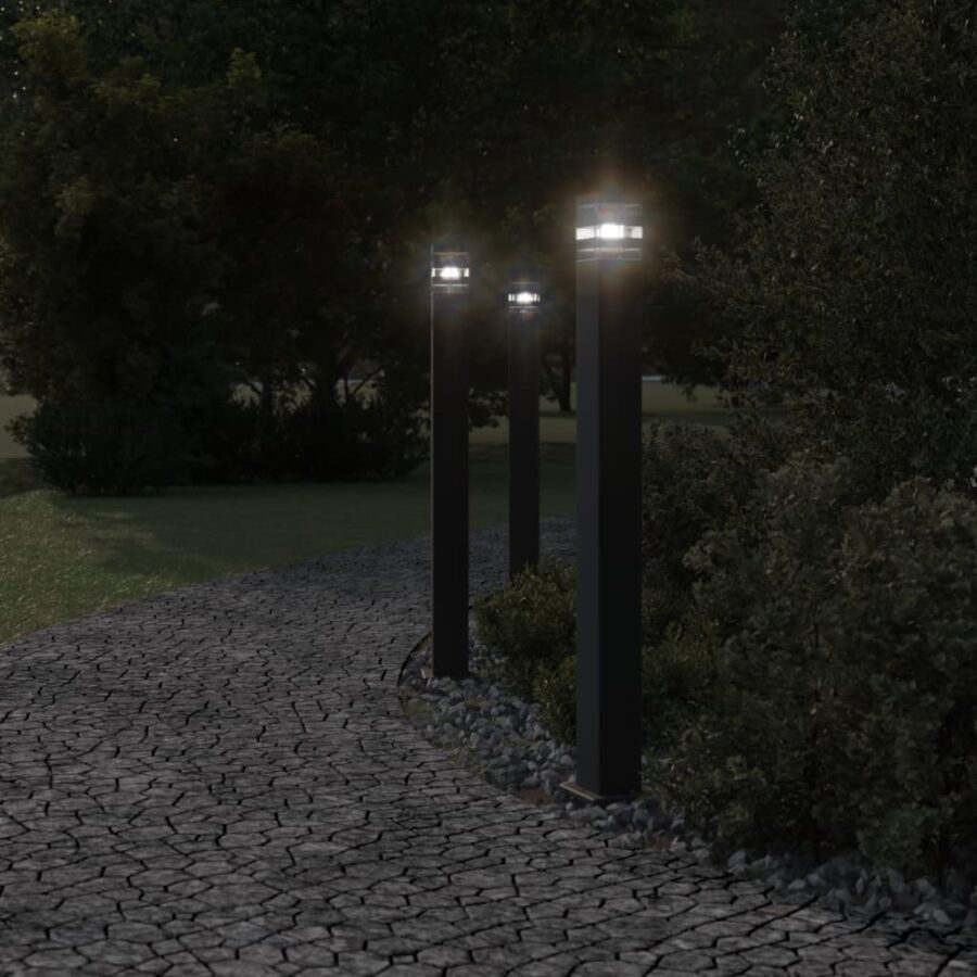 Buitenvloerlamp 110 cm aluminium zwart - Afbeelding 3
