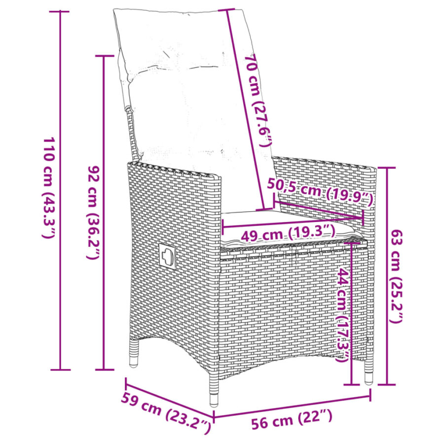 9-delige Tuinset poly rattan zwart - Afbeelding 9