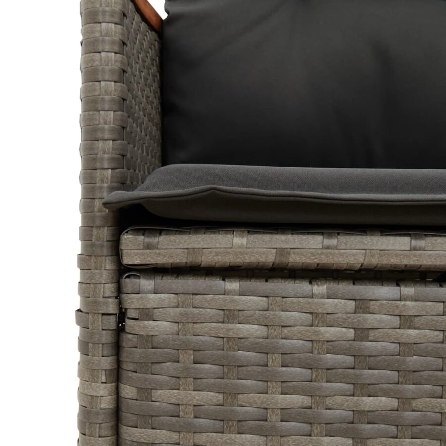 9-delige Tuinset met kussens poly rattan grijs - Afbeelding 8