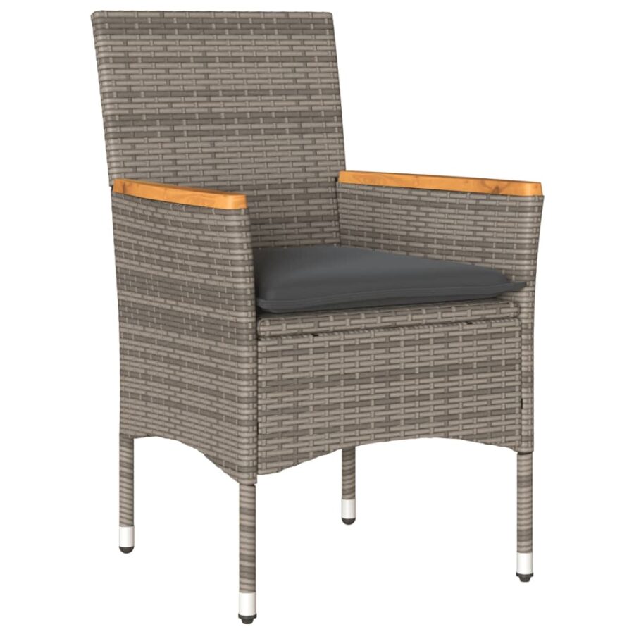 5-delige Loungeset met kussens poly rattan en acaciahout grijs - Afbeelding 3