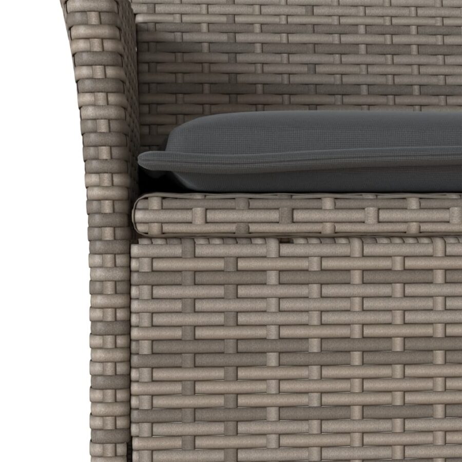 5-delige Loungeset met kussens poly rattan en acaciahout grijs - Afbeelding 5