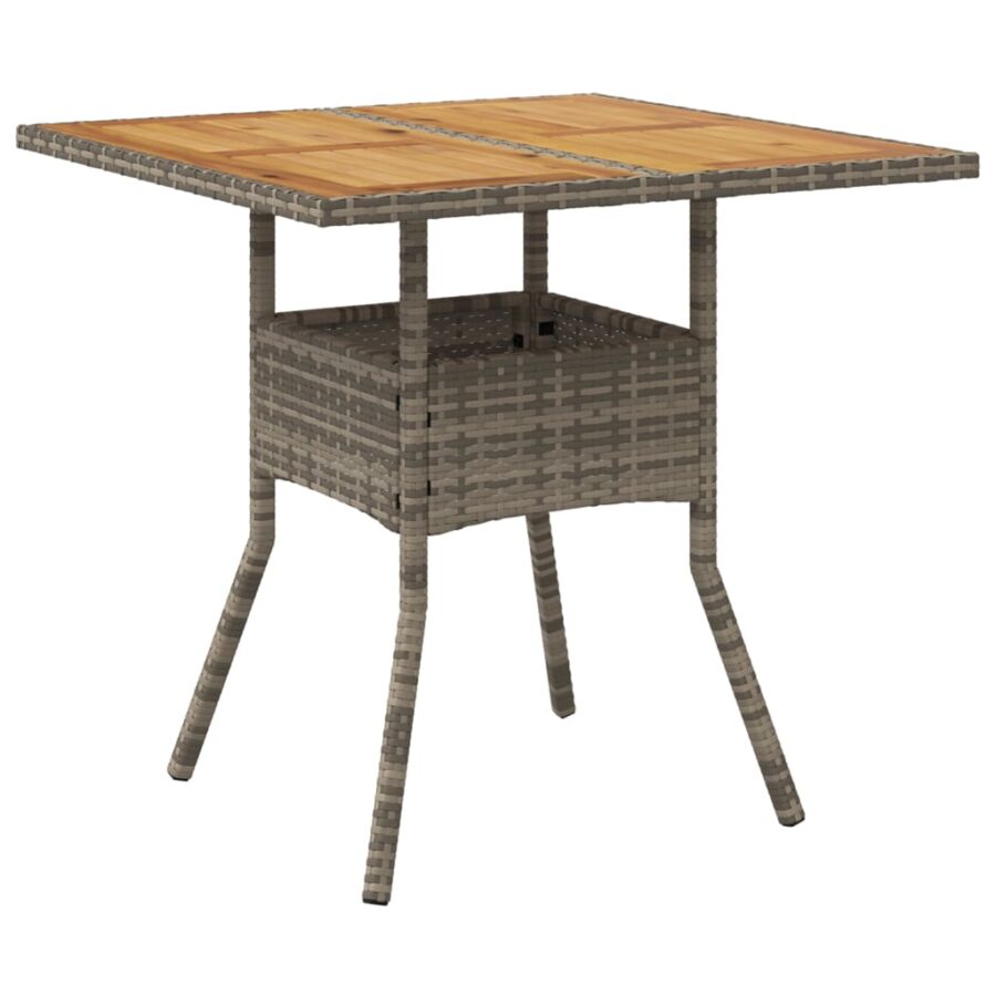 5-delige Loungeset met kussens poly rattan en acaciahout grijs - Afbeelding 4