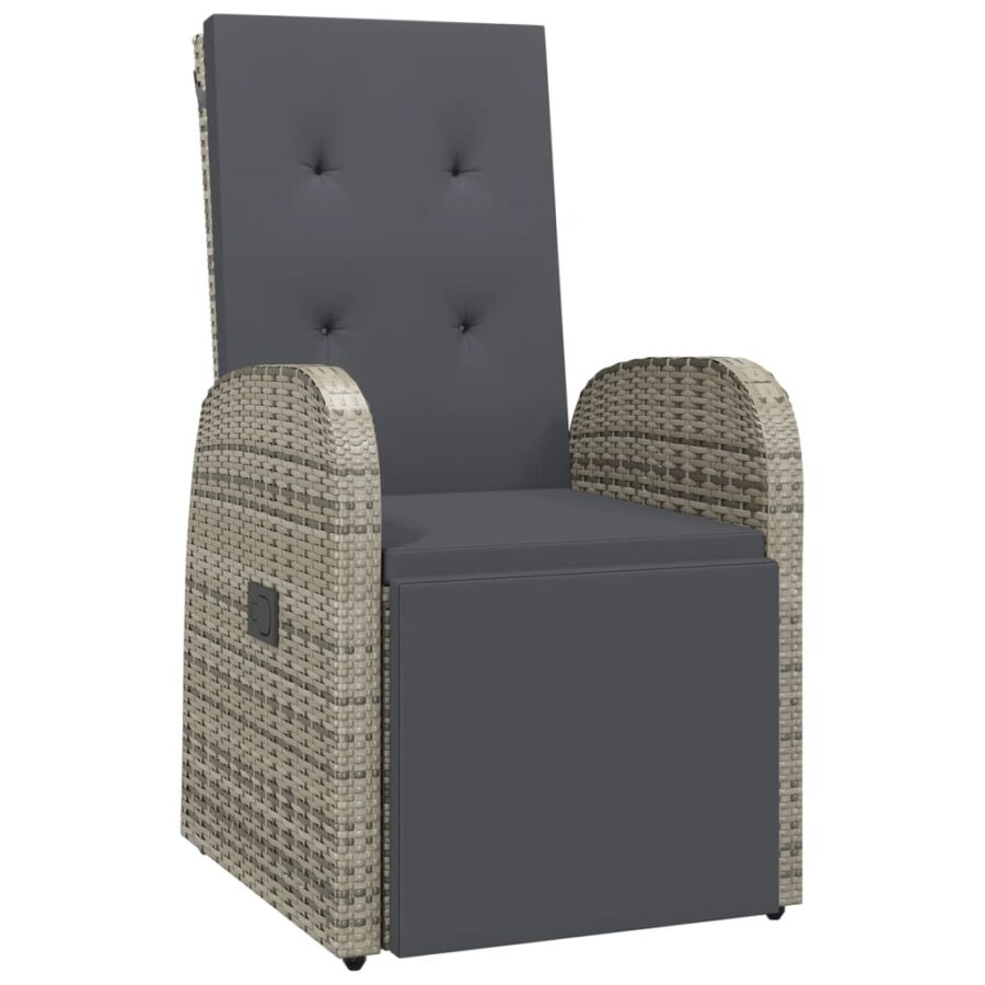 9-delige Tuinset met kussens poly rattan grijs - Afbeelding 3