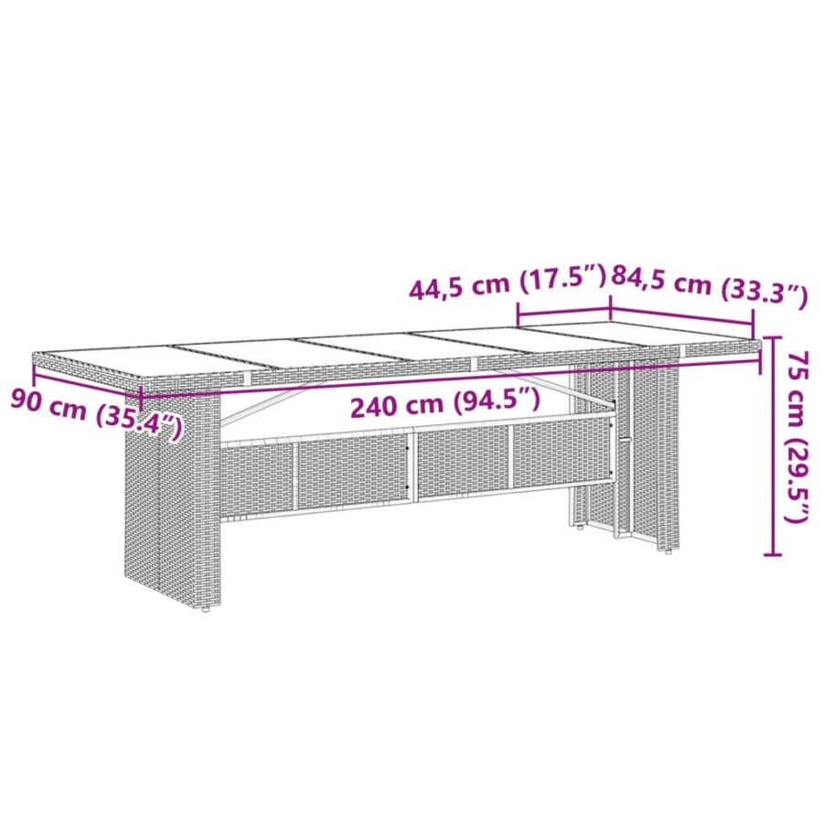 9-delige Tuinset met kussens poly rattan grijs - Afbeelding 8