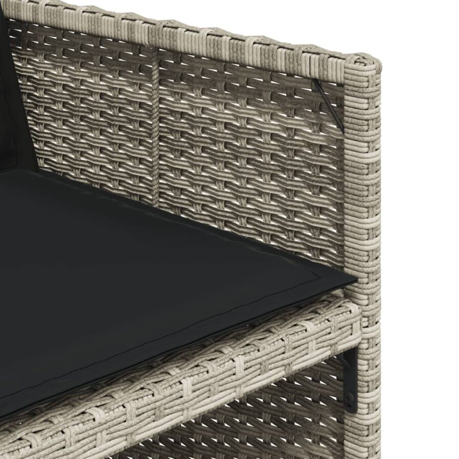 9-delige Tuinset met kussens poly rattan lichtgrijs - Afbeelding 9