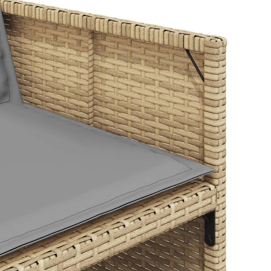 9-delige Tuinset met kussens poly rattan gemengd beige - Afbeelding 9