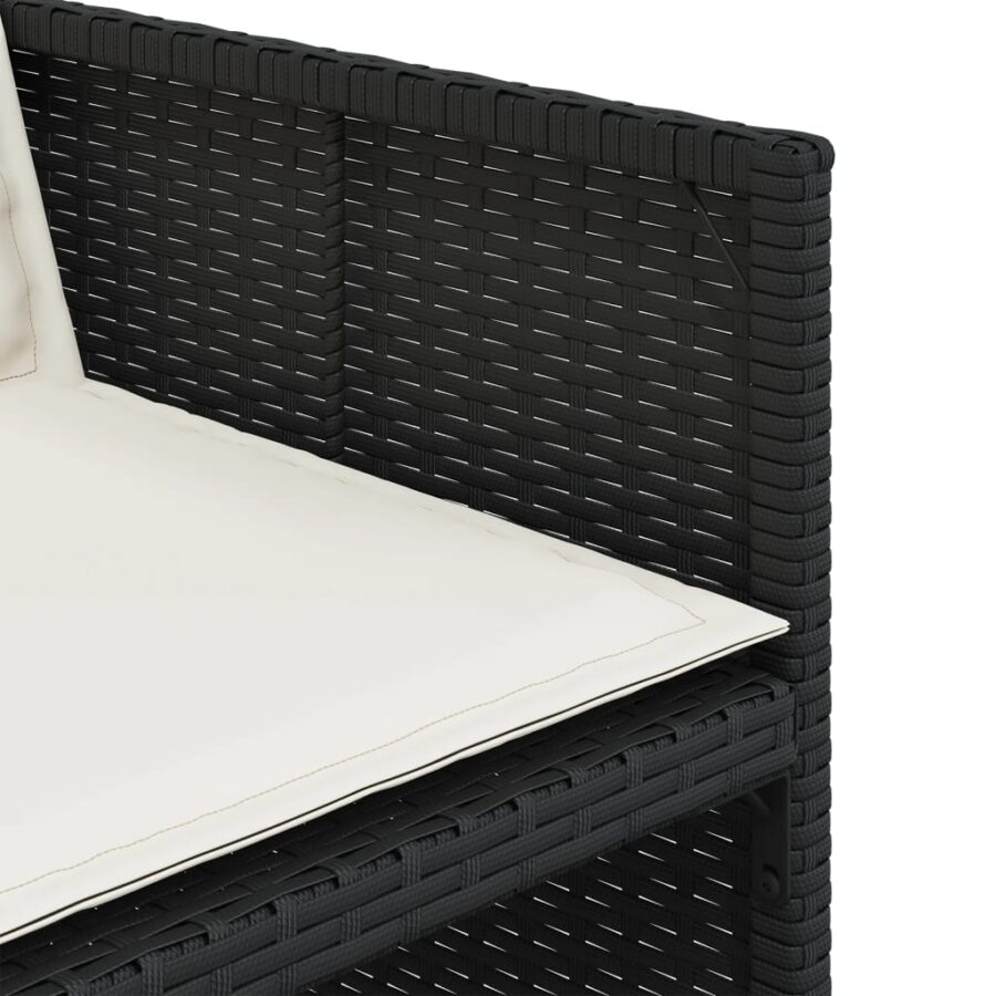 11-delige Tuinset met kussens poly rattan zwart - Afbeelding 9