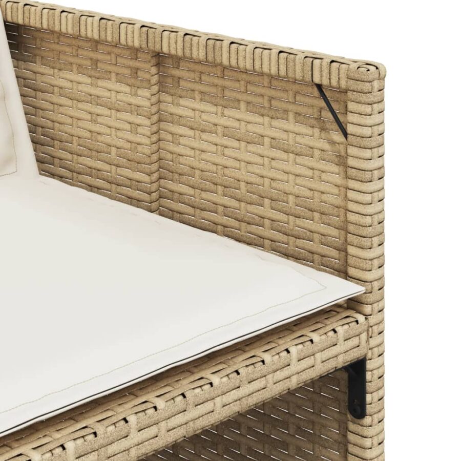 11-delige Tuinset met kussens poly rattan beige - Afbeelding 7