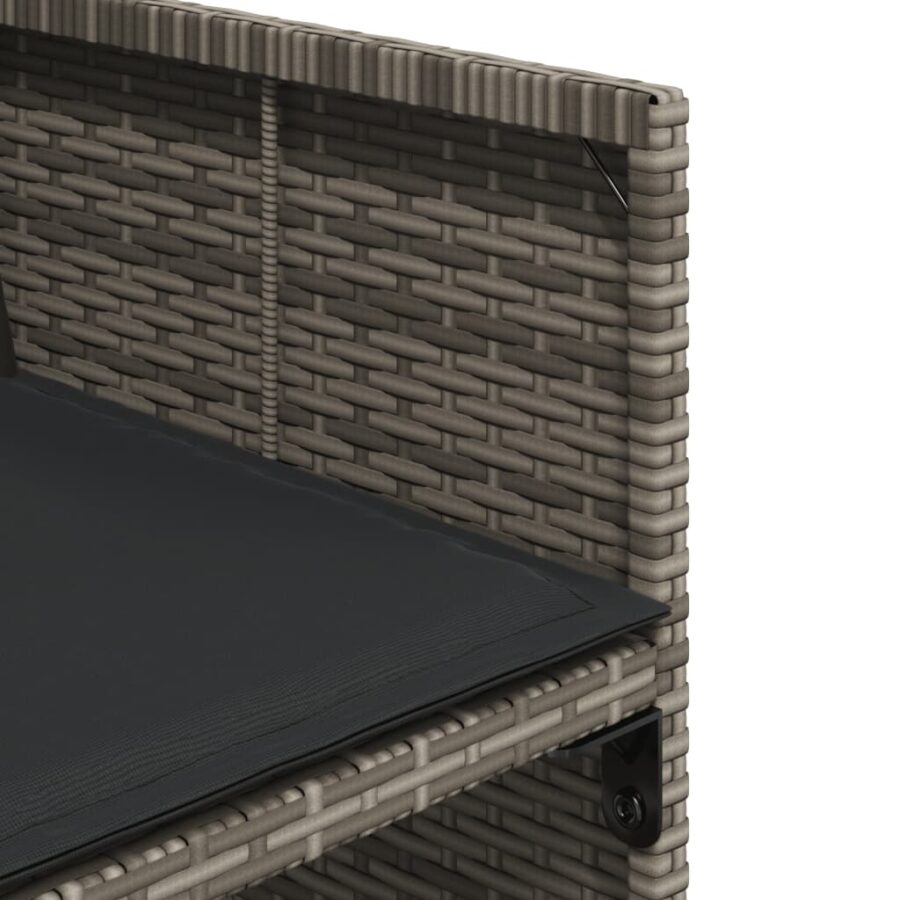 9-delige Tuinset met kussens poly rattan grijs - Afbeelding 8
