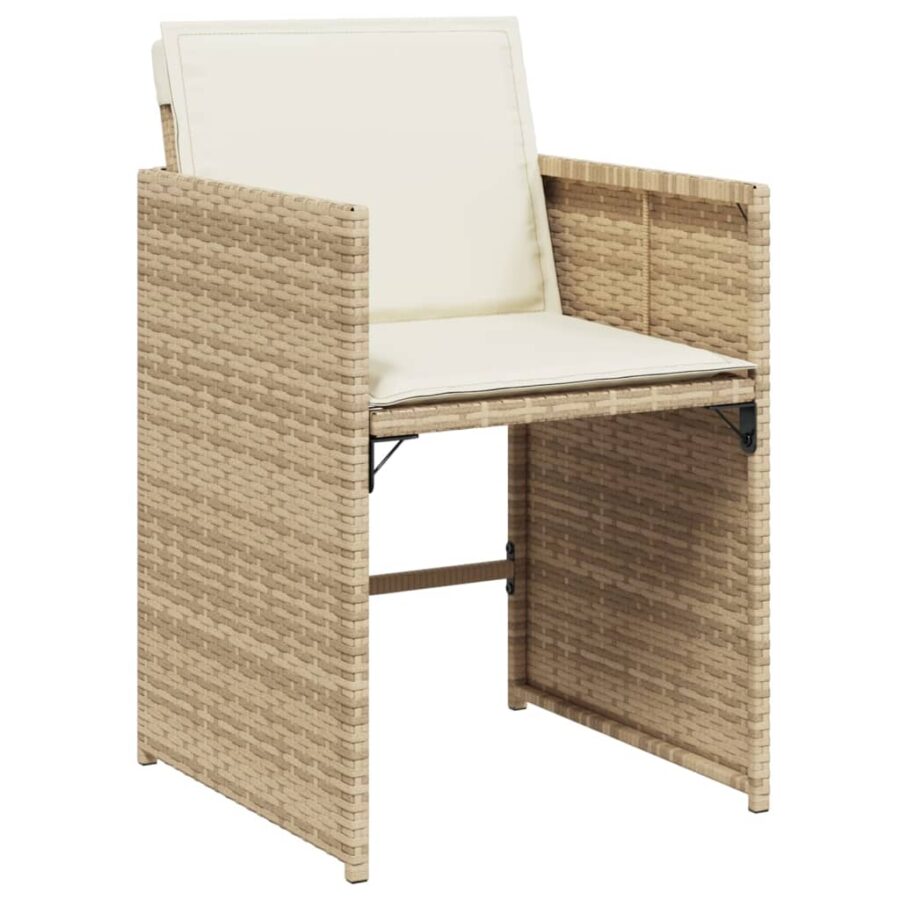 11-delige Tuinset met kussens poly rattan beige - Afbeelding 5