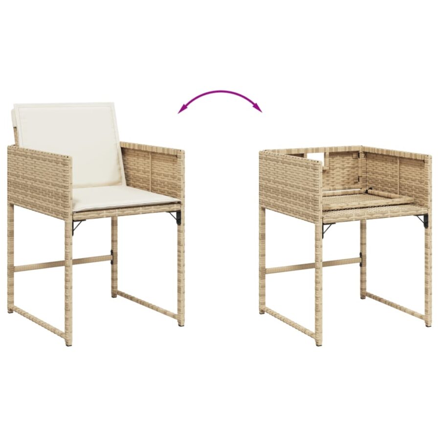 5-delige Tuinset met kussens poly rattan beige - Afbeelding 8