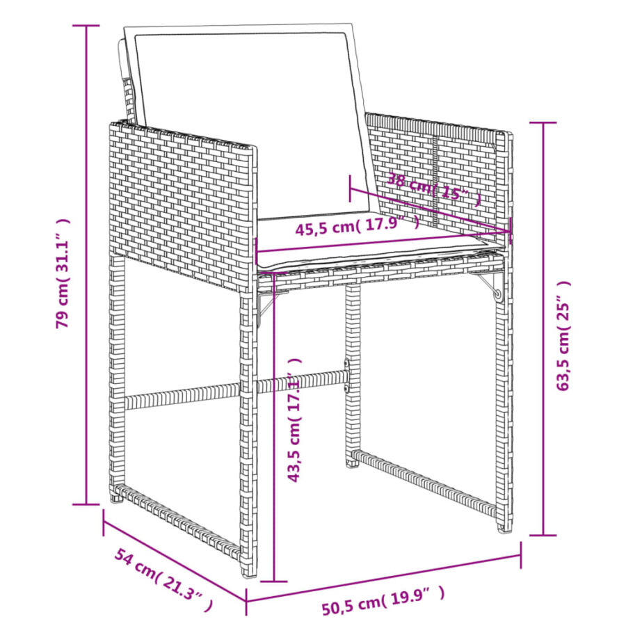 9-delige Tuinset poly rattan zwart - Afbeelding 10