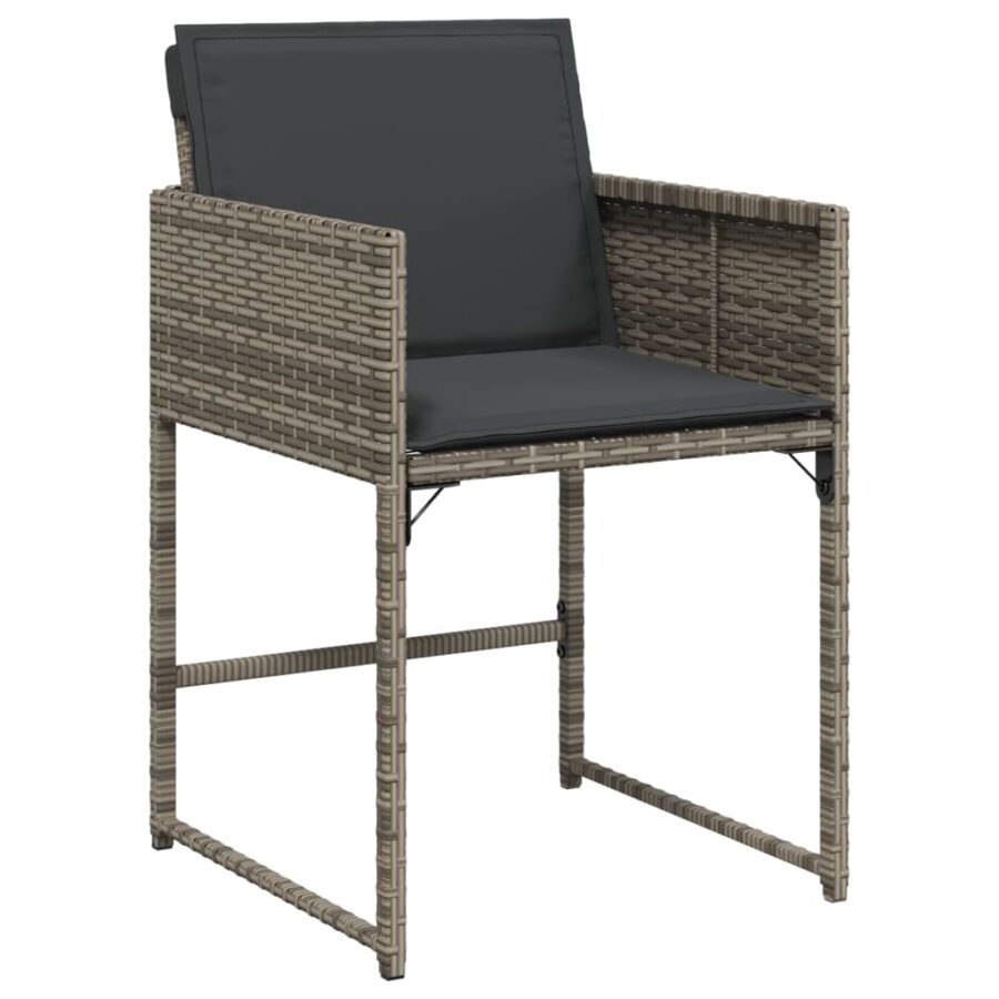 9-delige Tuinset met kussens poly rattan grijs - Afbeelding 5