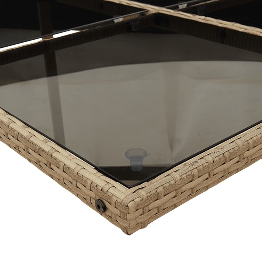 11-delige Tuinset met kussens poly rattan beige - Afbeelding 6
