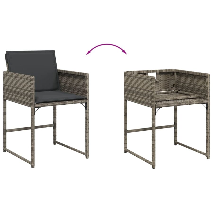 9-delige Tuinset met kussens poly rattan grijs - Afbeelding 10