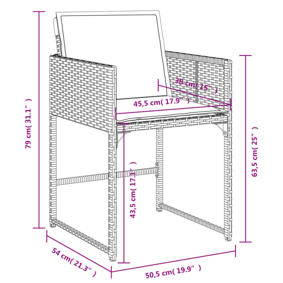 9-delige Tuinset poly rattan zwart - Afbeelding 9