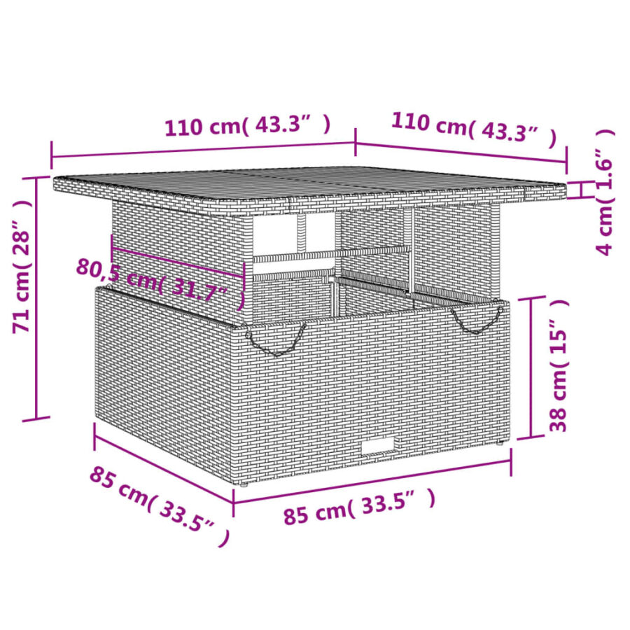 5-delige Tuinset met kussens poly rattan beige - Afbeelding 10