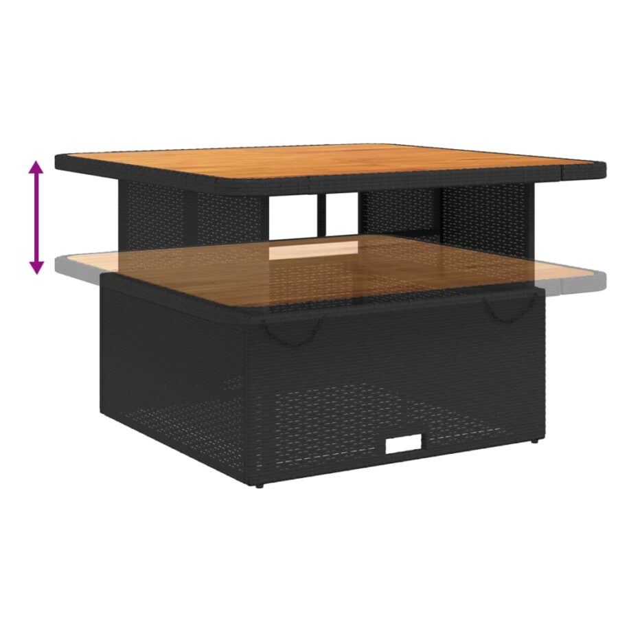 5-delige Tuinset met kussens poly rattan zwart - Afbeelding 7