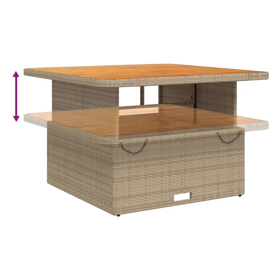 5-delige Tuinset met kussens poly rattan beige - Afbeelding 5