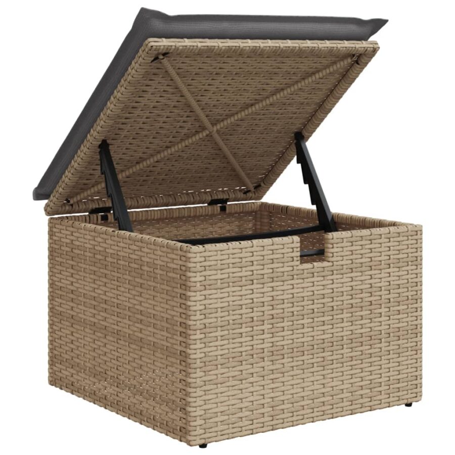 6-delige Loungeset met kussens poly rattan beige - Afbeelding 9