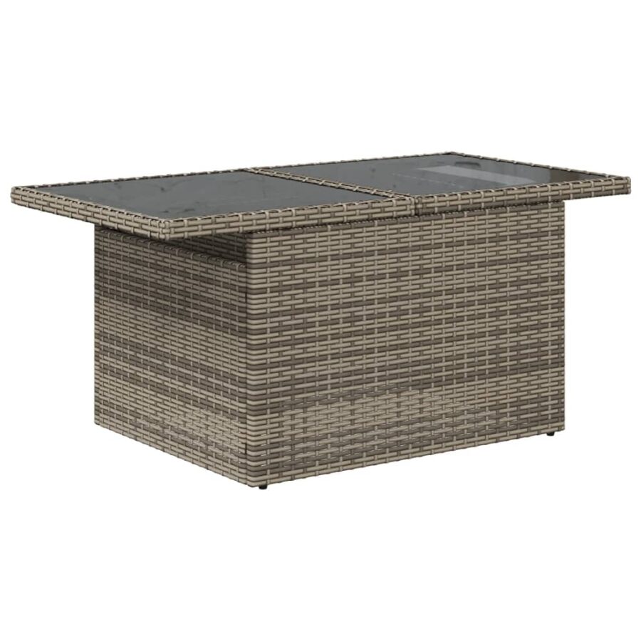 6-delige Loungeset met kussens poly rattan grijs - Afbeelding 3