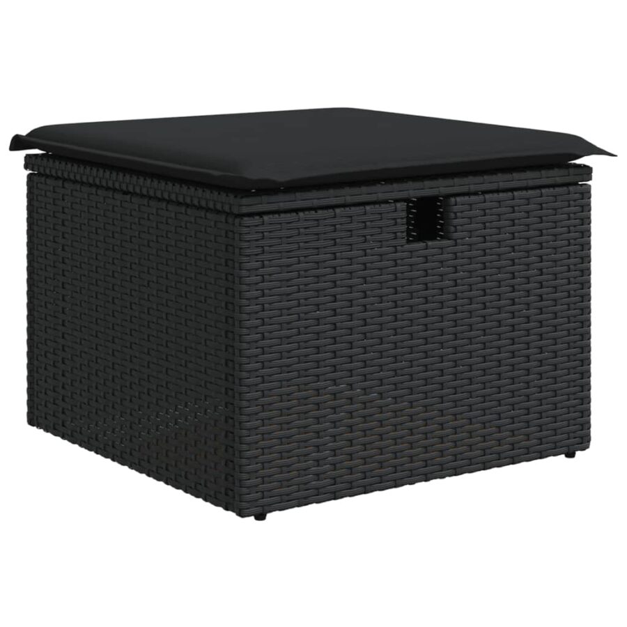 6-delige Loungeset met kussens poly rattan zwart - Afbeelding 5