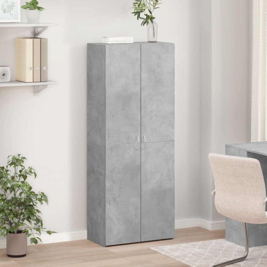 Archiefkast 60x32x153 cm bewerkt hout betongrijs - Afbeelding 3