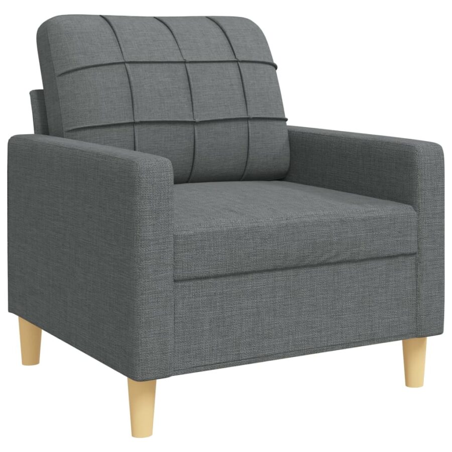 4-delige Loungeset met voetenbank en kussens stof donkergrijs - Afbeelding 4