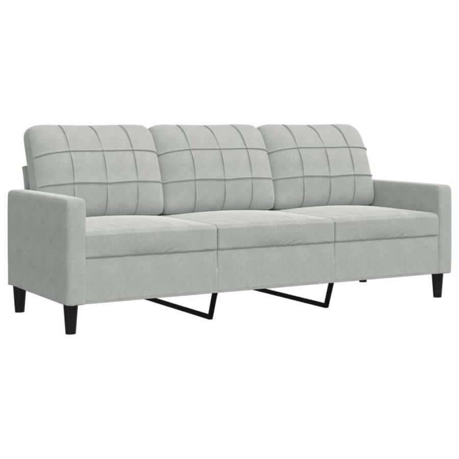 4-delige Loungeset met kussens fluweel lichtgrijs - Afbeelding 4